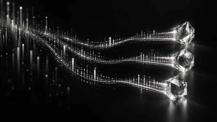 Traceable outcomes, represented in a cinematic graphite and silver composition